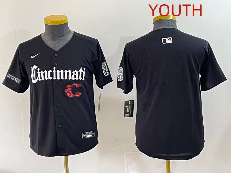 Youth 2025 Cincinnati Reds Blank Black Five generations Joint Name Nike MLB Jersey style 6